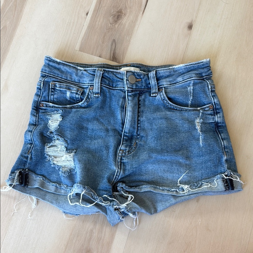 H&M Distressed Blue Denim Shorts